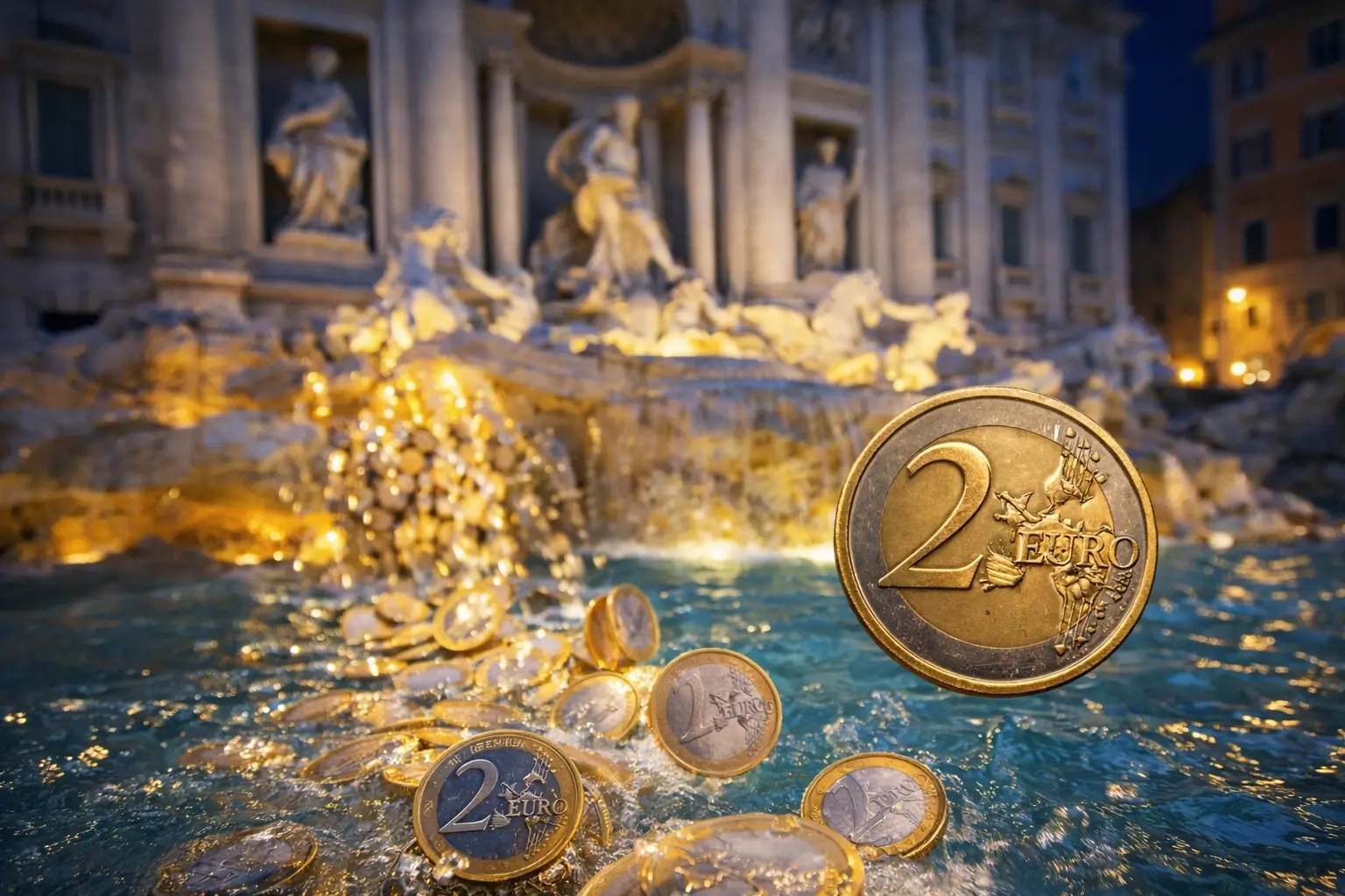 Fontana de Trevi 2 euros Fontana de Trevi 2 euros
