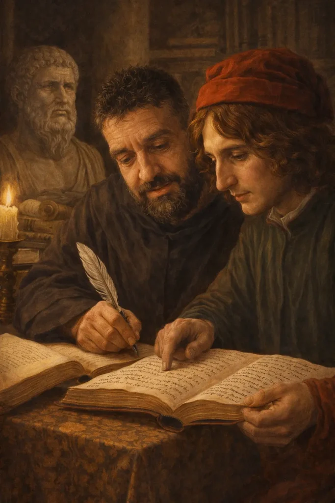 Ficino y Pico traduciendo a Platón